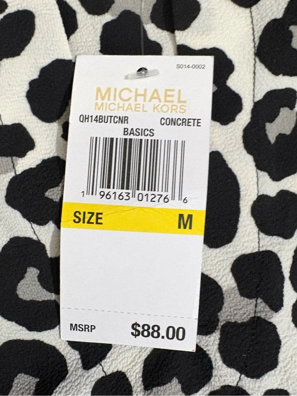 NWT Michael Kors MK Medium Leopard Print Blouse V-Neck 3/4 Sleeve W/ Tie Detail